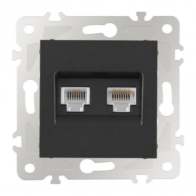 Розетка телефонная RJ11 + компьютерная RJ45 Arte Milano 203.44-1.black Розетка телефонная RJ11 + компьютерная RJ45 Arte Milano 203.44-1.black