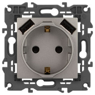 Розетка со шторками с 2xUSB Эра Elegance 14-4109-16 Б0065775