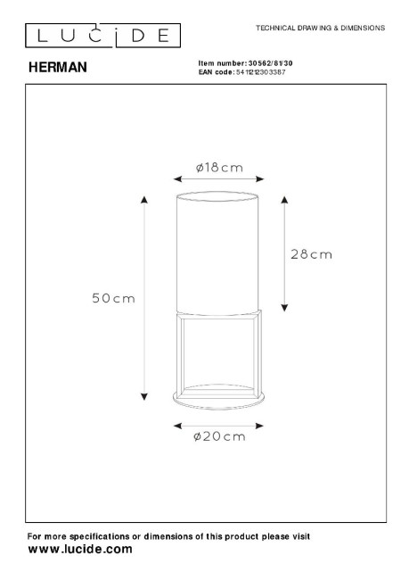 Настольная лампа Lucide Herman 30562/81/30 Настольная лампа Lucide Herman 30562/81/30