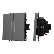 Механизм выключателя двухклавишный проходной Arlight LED SWT-NOBE-MKP2-SFPL-L-GR (230V, 10A) 054269