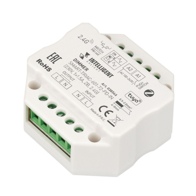 Диммер Arlight SMART-TRIAC-601-72-PD-IN (230V, 1x1.5A, ZB, 2.4G) 038546 Диммер Arlight SMART-TRIAC-601-72-PD-IN (230V, 1x1.5A, ZB, 2.4G) 038546