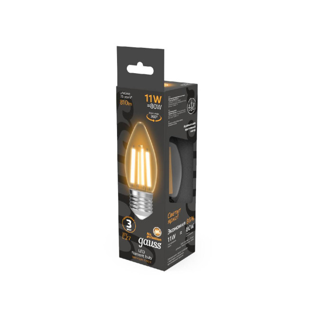 Лампа светодиодная Gauss Filament E27 11W 2700K 103802111 Лампа светодиодная Gauss Filament E27 11W 2700K 103802111