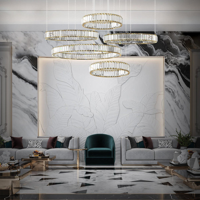 Подвесная люстра Loft IT Crystal ring 10135/5 Gold