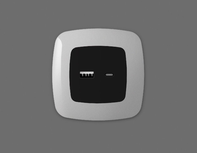 Лицевая панель для розетки 2USB тип A+C Ambrella Volt Omega OP8110 Лицевая панель для розетки 2USB тип A+C Ambrella Volt Omega OP8110