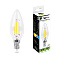 Лампа светодиодная филаментная Feron E14 7W 4000K Свеча Прозрачная LB-66 25780 Лампа светодиодная филаментная Feron E14 7W 4000K Свеча Прозрачная LB-66 25780