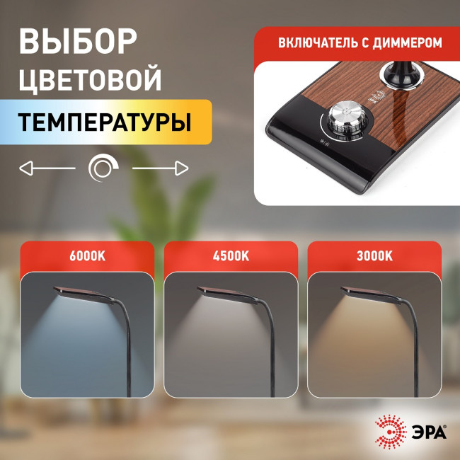 Настольная лампа ЭРА NLED-473-10W-BK Б0033305 Настольная лампа ЭРА NLED-473-10W-BK Б0033305