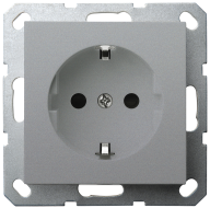 Розетка SHUKO Jasmart с защитными шторками (2P+T) 16A 250V цвет алюминий G5501S