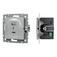 Механизм USB розетки Arlight SCT-MUAC-PL-GR-V (5V, 3A, QC4) 049840