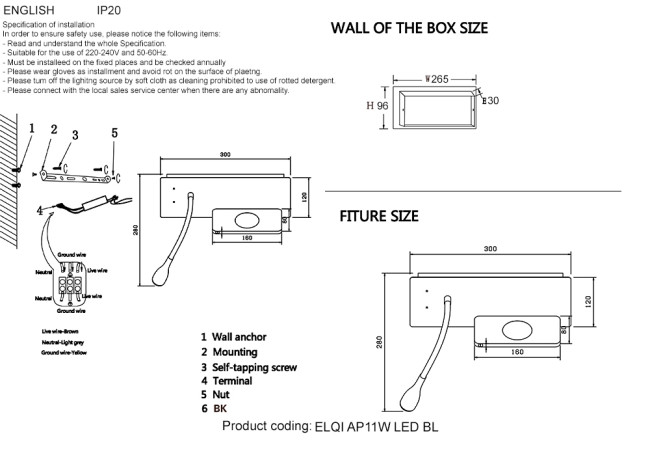 Бра Crystal Lux ELQI AP11W LED WH Бра Crystal Lux ELQI AP11W LED WH