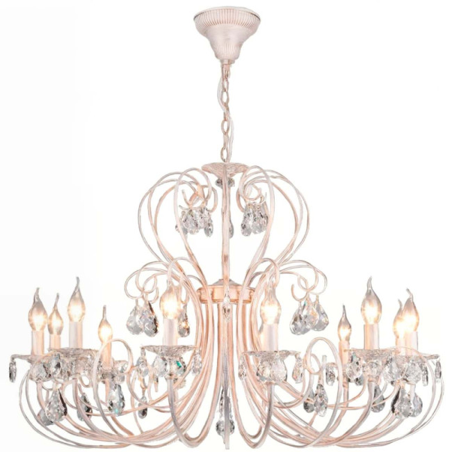 Подвесная люстра Eurosvet 3305/12 белый с золотом/прозрачный хрусталь Strotskis