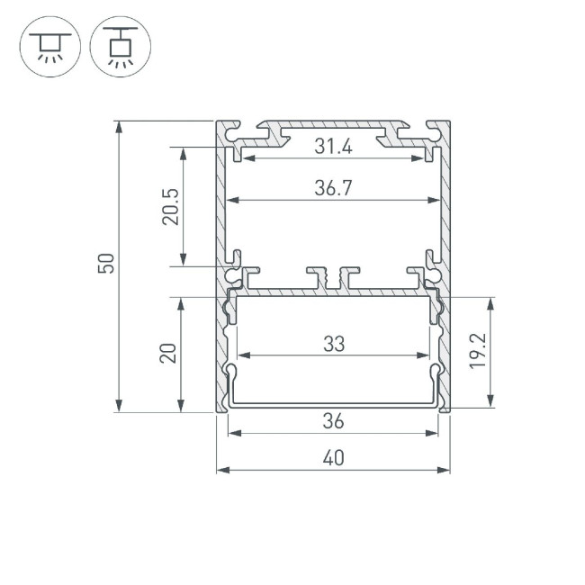 Алюминиевый профиль Arlight SL-LINE-4050-3L-2000 ANOD 044666 Алюминиевый профиль Arlight SL-LINE-4050-3L-2000 ANOD 044666