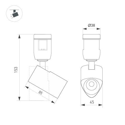 Трековый светильники Arlight ART-APRIORI-SPOT-TURN-R45-8W Warm3000 047797 Трековый светильники Arlight ART-APRIORI-SPOT-TURN-R45-8W Warm3000 047797