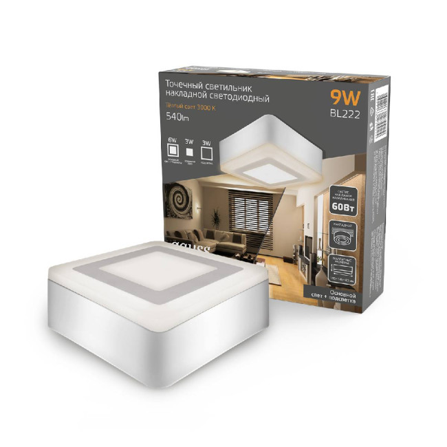 Потолочный светодиодный светильник Gauss Backlight BL222 Потолочный светодиодный светильник Gauss Backlight BL222