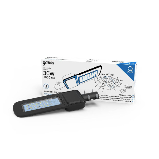 Уличный светодиодный консольный светильник Gauss Qplus 629535350 Уличный светодиодный консольный светильник Gauss Qplus 629535350