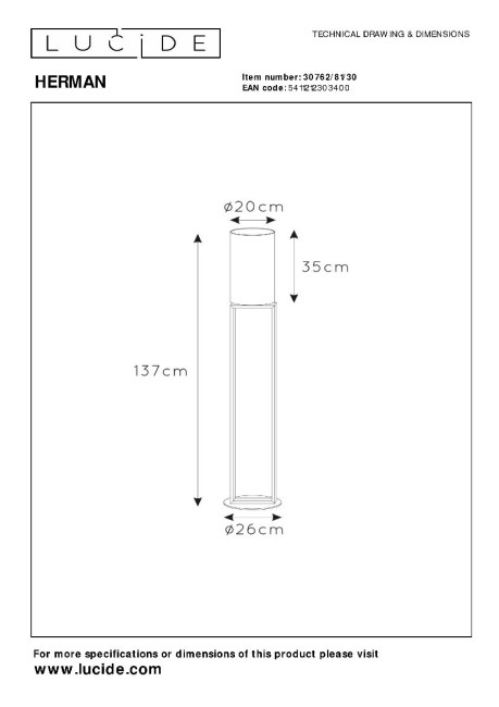 Торшер Lucide Herman 30762/81/30 Торшер Lucide Herman 30762/81/30