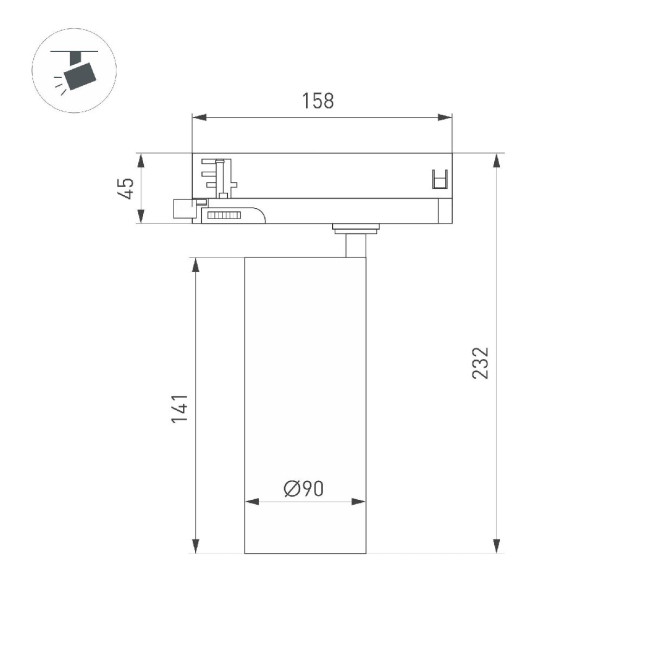 Трековый трехфазный светильник Arlight LGD-GERA-4TR-R90-30W Day4000 (WH, 55 deg, 230V) 055133 Трековый трехфазный светильник Arlight LGD-GERA-4TR-R90-30W Day4000 (WH, 55 deg, 230V) 055133