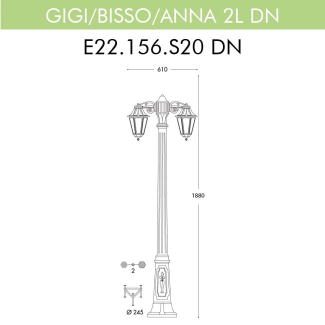 Уличный фонарь Fumagalli Gigi Bisso/Anna 2L Dn E22.156.S20.BYF1RDN