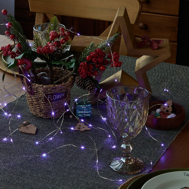 Гирлянда Uniel ULD-S0200-020/SСB/2AA PURPLE IP20 DEW UL-00010897