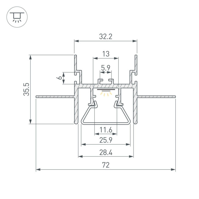 Профиль с экраном Arlight STRETCH-CEIL-CENTER-S-2000 044272 Профиль с экраном Arlight STRETCH-CEIL-CENTER-S-2000 044272