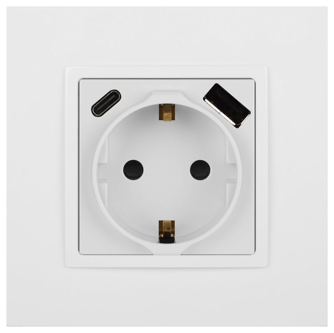 Розетка со шторками с USB type-A+C Эра Elegance 14-4108-01 Б0067736