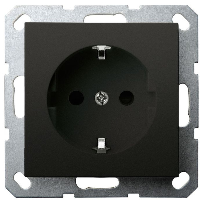 Розетка SHUKO Jasmart с защитными шторками 16A 250V 2P+T черный матовый (soft touch) G5501PB