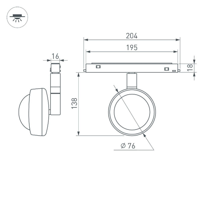 Трековый магнитный светильник Arlight MAG-ORIENT-SUNSET-R76-6W Day4000-MIX (BK, 70 deg, 48V, TUYA) 048331 Трековый магнитный светильник Arlight MAG-ORIENT-SUNSET-R76-6W Day4000-MIX (BK, 70 deg, 48V, TUYA) 048331
