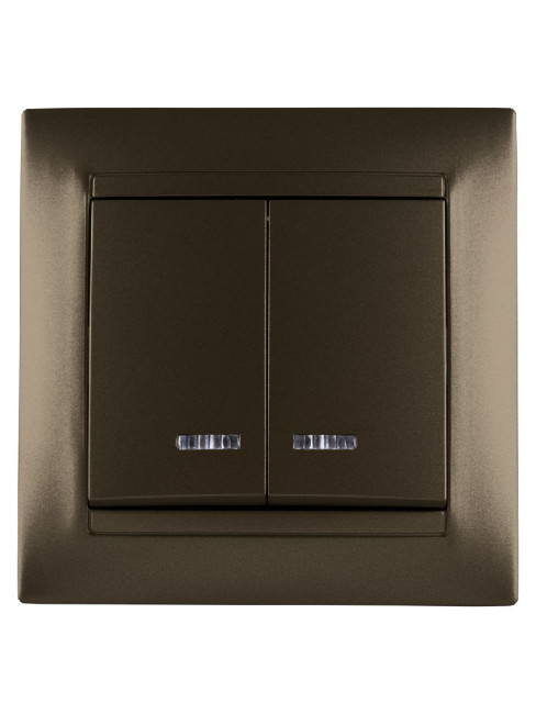 Выключатель двухклавишный с подсветкой Лама TDM Electric SQ1815-0705