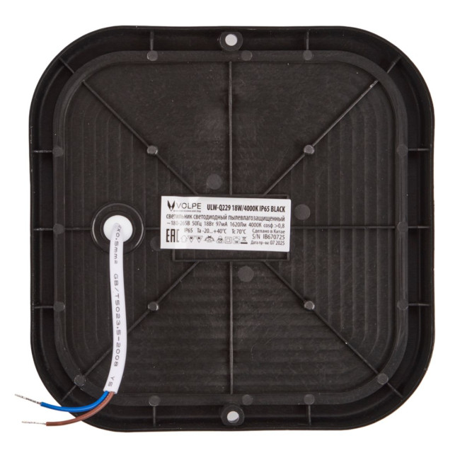 Накладной светильник влагозащищенный Volpe ULW-Q229 18W/4000K IP65 BLACK UL-00013194 Накладной светильник влагозащищенный Volpe ULW-Q229 18W/4000K IP65 BLACK UL-00013194