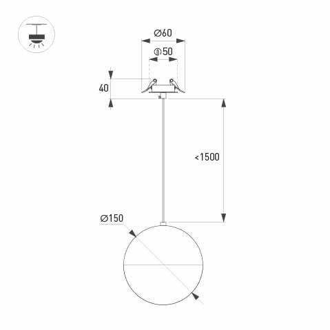 Подвесной светильник Arlight SP-EMISFERO-HANG-BUILT-R150-11W Warm3000 (WH, 170 deg, 230V) 056588 Подвесной светильник Arlight SP-EMISFERO-HANG-BUILT-R150-11W Warm3000 (WH, 170 deg, 230V) 056588