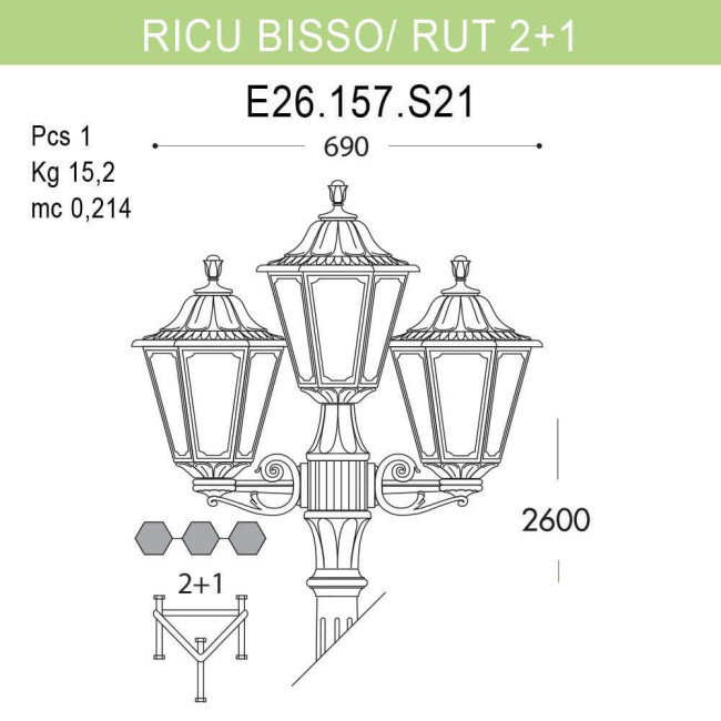 Уличный фонарь Fumagalli Ricu Bisso/Rut E26.157.S21.AYF1R Уличный фонарь Fumagalli Ricu Bisso/Rut E26.157.S21.AYF1R