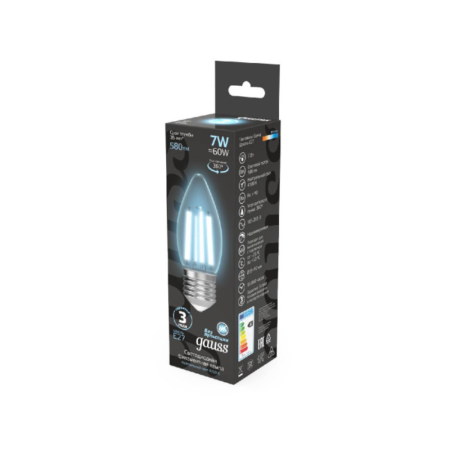 Лампа светодиодная Gauss Filament E27 7W 4100K 103802207 Лампа светодиодная Gauss Filament E27 7W 4100K 103802207