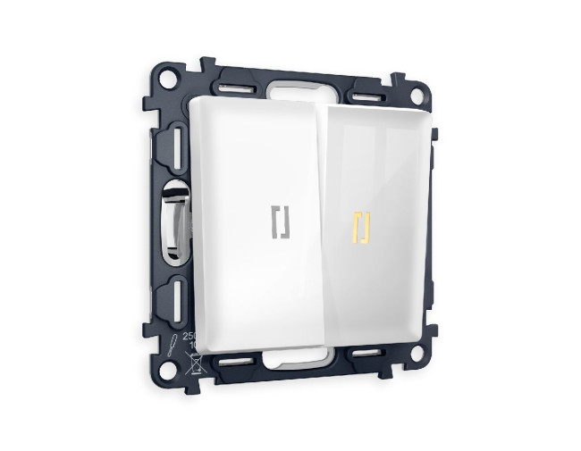 Комплект механизма 2-кл проходного выключателя с подсветкой Ambrella Volt Alfa MA104030