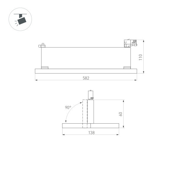 Трековый светильник Arlight LGD-Mars-4TR-S582x138-50W Day4000 035496 Трековый светильник Arlight LGD-Mars-4TR-S582x138-50W Day4000 035496
