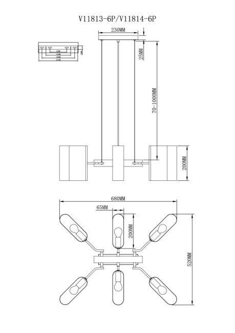 Подвесная люстра Moderli Metalicana V11813-6P Подвесная люстра Moderli Metalicana V11813-6P