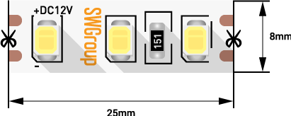 Светодиодная лента SWG SWG2120-12-9.6-W-66-M 12В 9,6Вт/м 6000-6500K 5м IP66 018955 Светодиодная лента SWG SWG2120-12-9.6-W-66-M 12В 9,6Вт/м 6000-6500K 5м IP66 018955