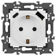 Розетка со шторками с USB type-A+C Эра Elegance 14-4108-01М Б0067710