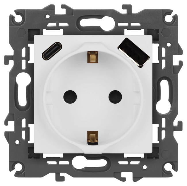Розетка со шторками с USB type-A+C Эра Elegance 14-4108-01М Б0067710 Розетка со шторками с USB type-A+C Эра Elegance 14-4108-01М Б0067710