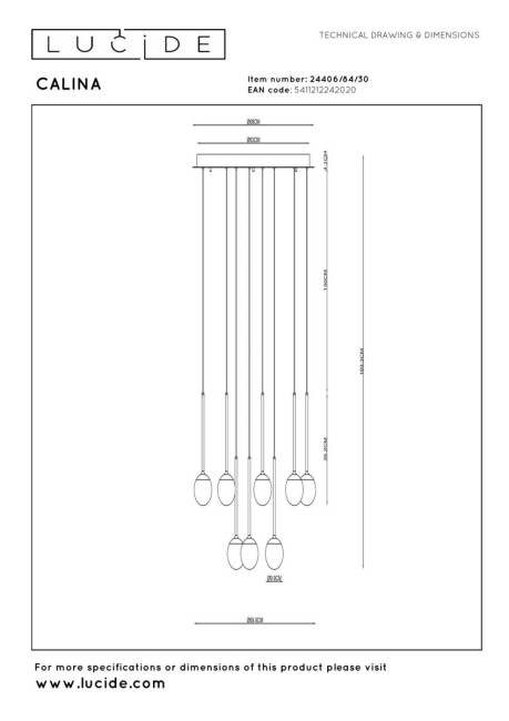 Каскадная люстра Lucide Calina 24406/84/30