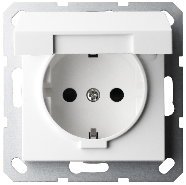 Розетка SHUKO Jasmart с крышкой с защитными шторками 16A 250V 2P+T белый глянцевый G5505W