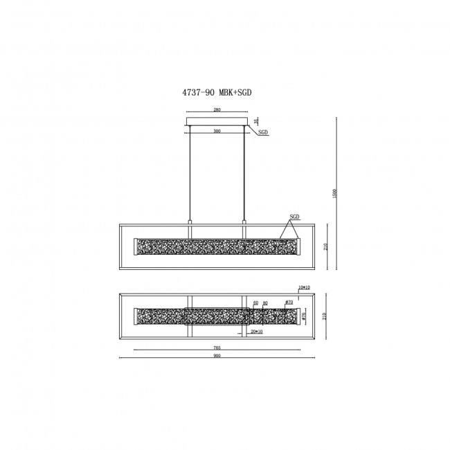 Подвесная люстра iLedex Look 4737-90 MBK+SGD Подвесная люстра iLedex Look 4737-90 MBK+SGD