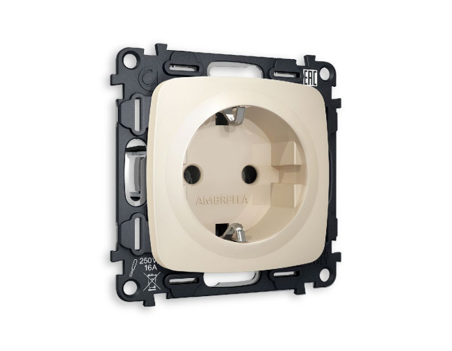 Комплект механизма розетки с/з на винтовых зажимах Ambrella Volt Omega MO326010 Комплект механизма розетки с/з на винтовых зажимах Ambrella Volt Omega MO326010