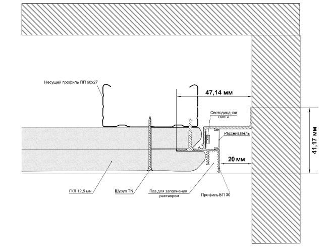Безрамный «теневой» алюминиевый профиль SWG PRO FGC-20-BL-2 022512 Безрамный «теневой» алюминиевый профиль SWG PRO FGC-20-BL-2 022512