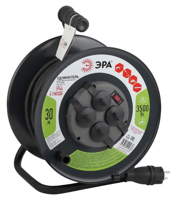 Удлинитель силовой Эра RMx-4es-3x2.5-30m-IP44(KG) Б0043058 Удлинитель силовой Эра RMx-4es-3x2.5-30m-IP44(KG) Б0043058