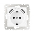 Розетка с заземлением, шторками + 2 USB Arte Milano 206.47-1.white Розетка с заземлением, шторками + 2 USB Arte Milano 206.47-1.white