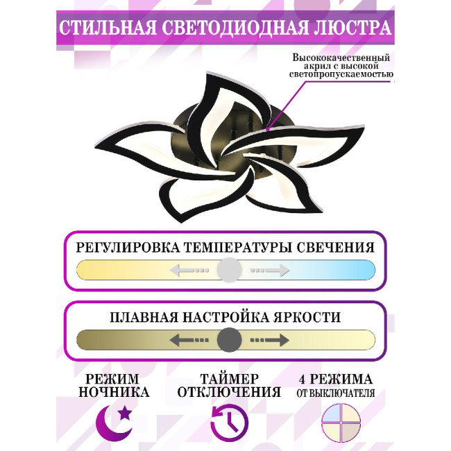 Потолочная люстра Natali Kovaltseva INNOVATION STYLE 83002 BLACK Потолочная люстра Natali Kovaltseva INNOVATION STYLE 83002 BLACK