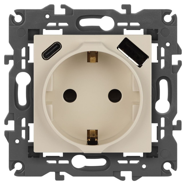 Розетка со шторками с USB type-A+C Эра Elegance 14-4108-02 Б0067725 Розетка со шторками с USB type-A+C Эра Elegance 14-4108-02 Б0067725