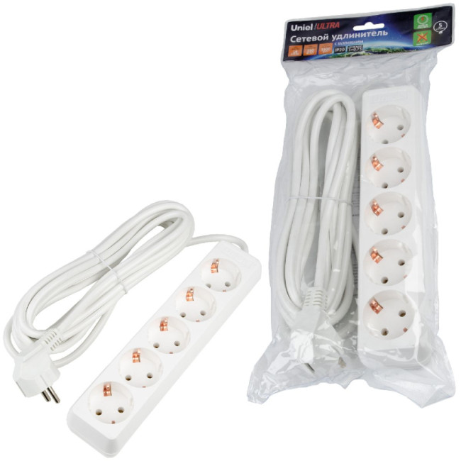 Удлинитель бытовой Uniel Ultra S-GCU5-5 WHITE UL-00010009 Удлинитель бытовой Uniel Ultra S-GCU5-5 WHITE UL-00010009