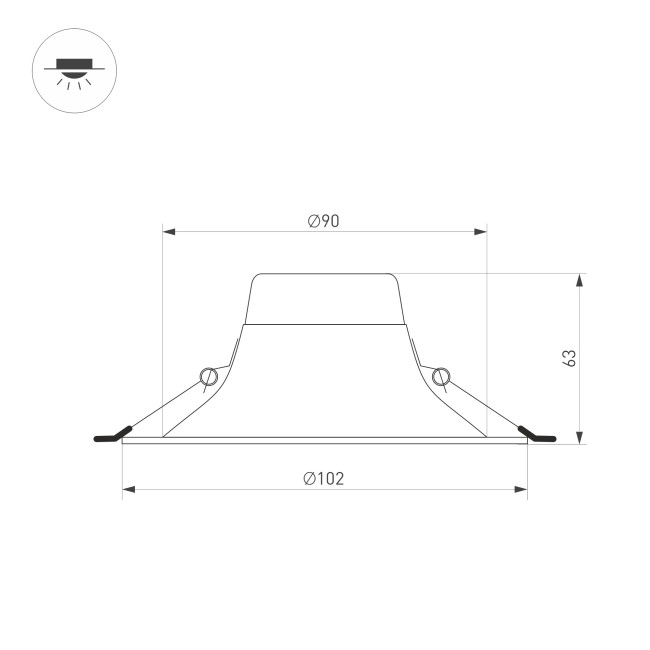Встраиваемый светильник Arlight MS-BLIZZARD-BUILT-R102-8W Day4000 (WH, 100 deg, 230V) 035588