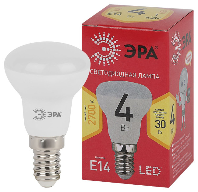 Лампа светодиодная Эра E14 4W 2700K LED R39-4W-827-E14 R Б0052442 Лампа светодиодная Эра E14 4W 2700K LED R39-4W-827-E14 R Б0052442